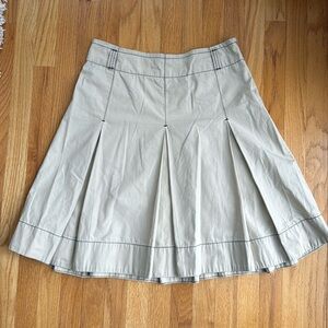 Vintage 90s DKNY Tan Khaki Cotton Pleat Pleated Midi Skirt Women 14 AS IS